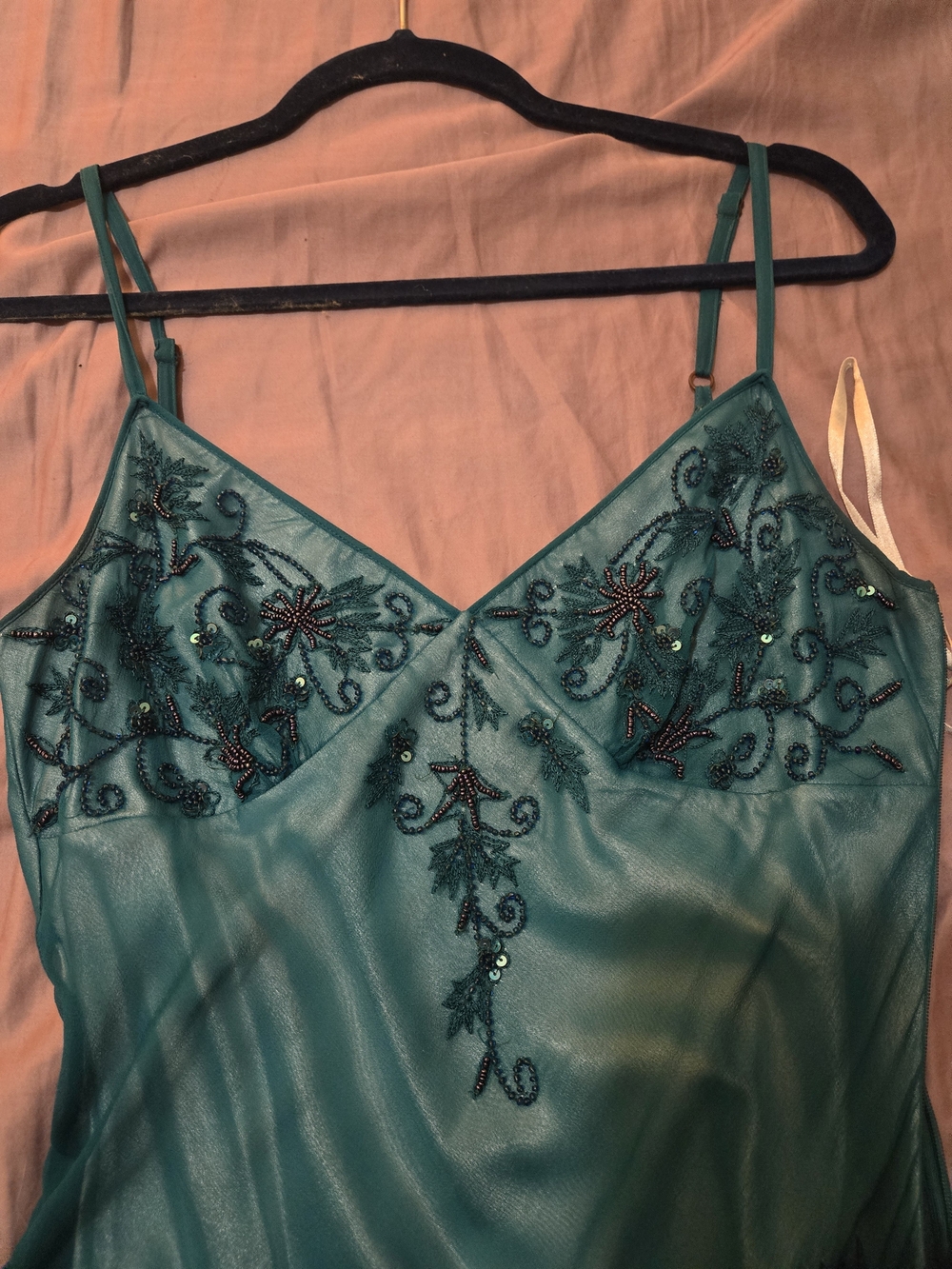 Adrianna Papell Teal Asymmetrical Beaded Fairy Dress - Picture 3 of 5